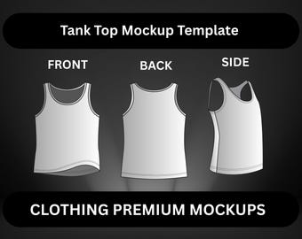 Streetwear Tank top Mock-up basic tank top Vector Template Adobe Illustrator PNG SVG Procreate Tech pack tank top Mockup Clothing blank