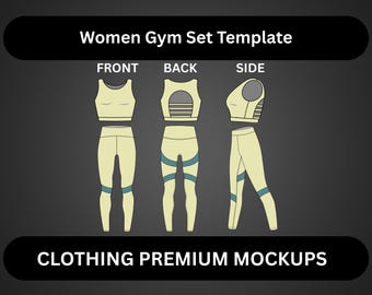Women Gym Set Template Sport Bra Mockup Illustrator Template Procreate Mockup Womenswear Design Clothing Design Active Wear Tech Pack Sport