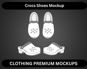 Crocs Mock up Sandals Vector Template Adobe Illustrator PNG SVG Procreate Tech pack Streetwear Clogs Mockup Technical drawing flat sketch