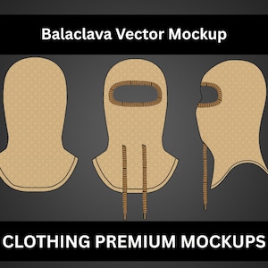 Passamontagna da streetwear Mock up Maschera da sci Modello vettoriale Adobe Illustrator PNG SVG Procreate Tech Pack schizzo piatto Passamontagna Mockup moda CAD