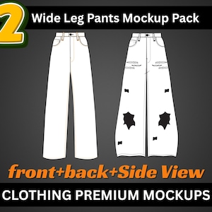 Streetwear Distressed Baggy Oversized Denim Jeans Fashion Sketch Mockup pack of 2 Template Vector Illustrator ProCreate Canva