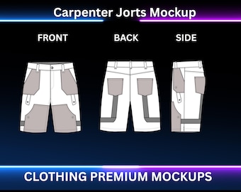 Carpenter Jorts / Baggy Shorts Flat Sketch | Fashion Sketch Templates for Beginners | Technical Drawing