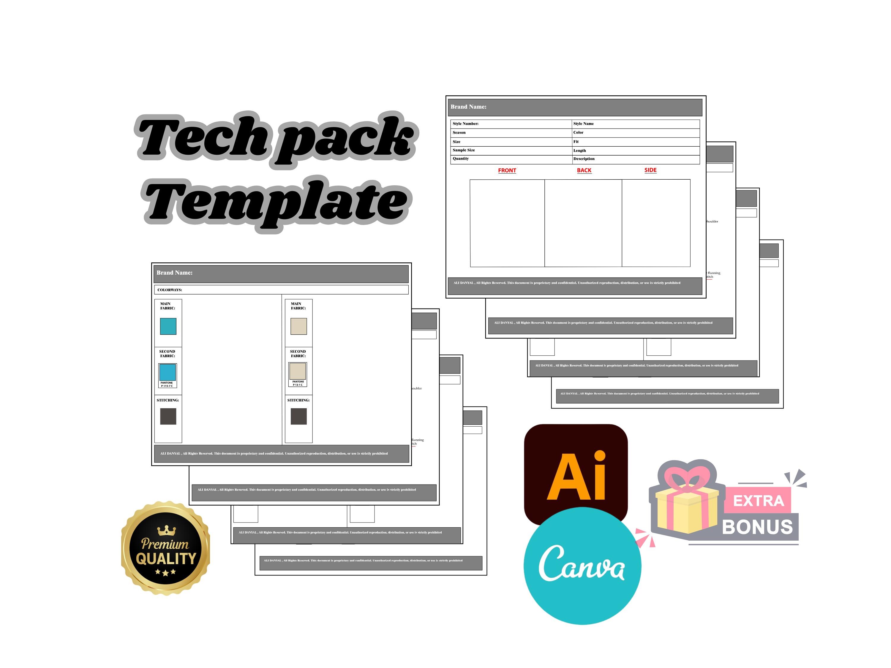 Canva Tech Pack Template Editable 9 Page | Free Sample Hoodie Fashion ...