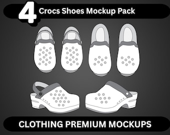 Crocs Mock up Sandals Vector Template Adobe Illustrator PNG SVG Procreate Tech pack Streetwear Clogs Mockup Technical drawing flat sketch
