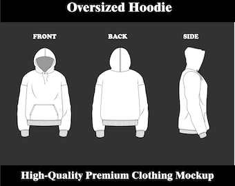 Tech Pack für Hoodies | CAD Mode Mockups für Bekleidungsmarken | Mode Flatsketch Vorlagen | Kompatibel mit Illustrator, Procreate