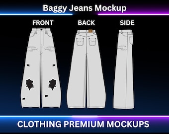 Baggy Streetwear Jeans Mock up Oversize Jeans Vector Template Adobe ...