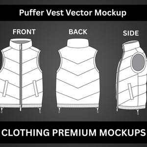 Streetwear puffervest vectormodel streetwear tech pack kledingontwerp mode tech pack sjabloon technische tekening illustratorbestand