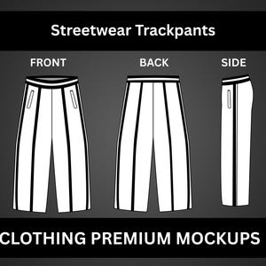 Tech Pack for Trackpants, Fashion CADs for Clothing Brands, Vector Tech Pack Template for Illustrator, Canva, Procreate