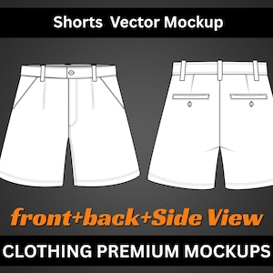 Streetwear Jeans Shorts Canva Template, Jorts Flared Shorts Vector Mockup, Illustrator Template Procreate, Cargo Pants Clothing Mockups