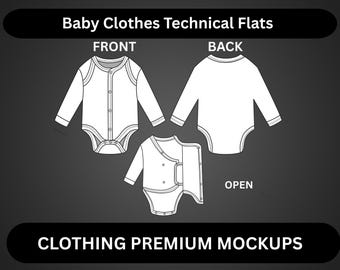 Baby Clothing Vector Mockup Infant Clothing Tech Drawing Tech Pack Template Clothing Vector Fashion Vector Newborn Clothing Drawing