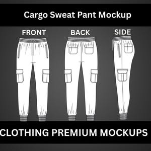 Streetwear Cargo pants Mock up Vector template Adobe Illustrator, PNG, SVG, Procreate Tech Pack cargo pants mockup technical drawing