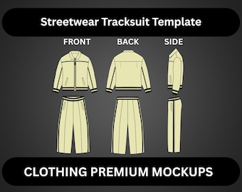 Tracksuit Template Streetwear Vector Jacket Mockup Joggers Vector Tech Pack Illustrator Template Procreate Clothing Mockups Ai Flat drawing
