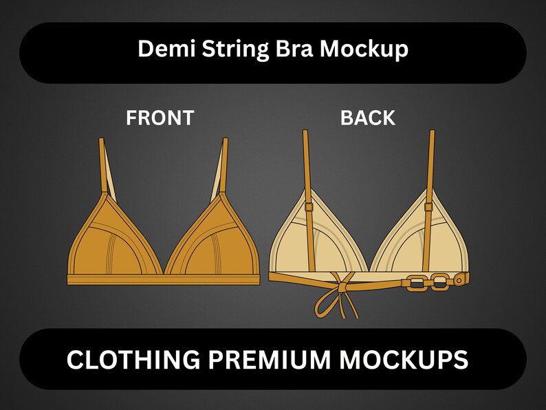 Demi Bikini Top Mockup | String Bikini Bra Fashion Flat Sketch ...
