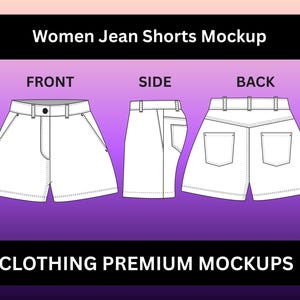 Baggy Streetwear Jean Shorts Oversized Fit Jorts Vector Template Mock-up Adobe Illustrator, PNG, SVG, Procreate, WomenTech pack, jort mockup