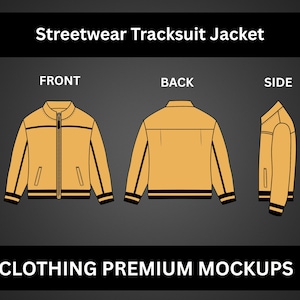 Trainingsjacke Vektor Mockup Streetwear und Fashion Tech Pack Illustrator Technische Zeichnung Template Design - Digitale Datei Vektor Mockup