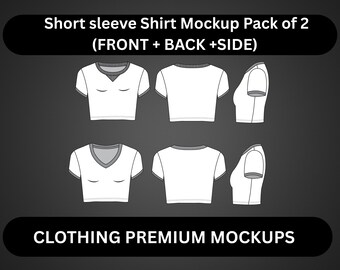 Plantilla de camiseta corta, camiseta para bebé vectorial Illustrator, maqueta de top corto Canva Procreate Tech Pack Streetwear Vector, diseño DIY, mangas cortas