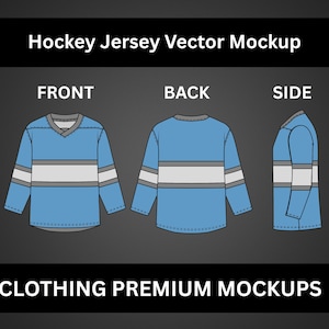 Hockey Jersey Vector Mockup Streetwear Vector Long Sleeve Shirt Mockup Streetwear Jersey Mockup Template Tech Pack Clothing Brand