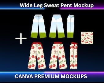 Wide Leg Streetwear Sweatpants Oversized Fit Sweats Mock-up  canva Mockup Tech Pack Clothing Brand Fashion