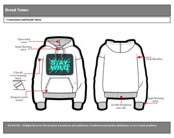 Fashion Tech Pack Template Kit Adobe Illustrator DIY Tech Pack Ai. Hoodie Tech Pack Template Fashion Design Spec Sheet