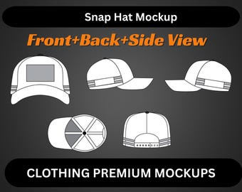 5-Panel Snapback Hat Mockup: Urban Streetwear Template (Digital Download)