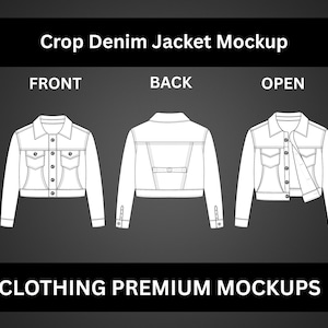 streetwear Denim jacket Mock up Vector Template Adobe Illustrator PNG SVG Procreate Tech pack flat sketch denim jacket Mockup Clothing blank