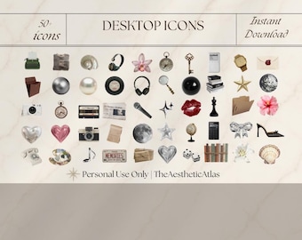 Vintage Desktop Icons for Mac & Windows | Folder Icons | Digital Stickers | Wallpapers (Digital Download)