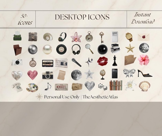 Vintage Desktop Icons for Mac & Windows | Folder Icons | Digital Stickers | Wallpapers (Digital Download)