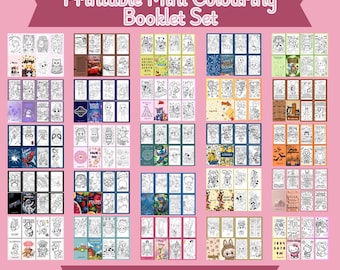 Printable Mini Colouring Booklet Set of 25 | Booklet Template | Kids Colouring | Adult Colouring Page | Digital Download