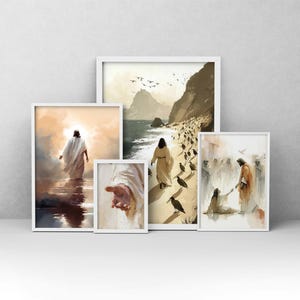 Jesus Watercolor Print Set: Biblical Scene Christian Art (Digital Download)