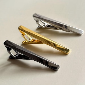 Minimalist Tie Clip | Choose Gold Silver or Black | Mens Classic Tie Bar | High Quality Plated Copper | Elegant Suit Accessory Gift