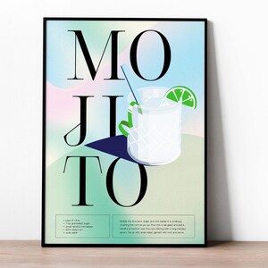 Mojito Cocktail Print | Digital Print | Wall Art | Kitchen Art