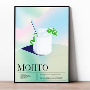 Mojito Digital Art Print | Cocktail Print | Kitchen Art | Wall Decor