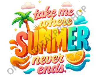 Summer Vibes PNG | Tropical Beach Art Design for Mugs & T-shirts