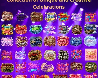 New Year 2026 Designs Bundle - 50 Festive & Creative Cards, Party Images for Celebrations