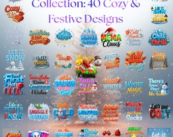 Winter Designs Bundle – 40 Festive Cozy Graphics (Digital Download)