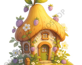 Printable Magical Pear Cottage – Custom T-shirt, Mug, Pillow Design