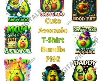 Avocado T-Shirt Designs: Playful PNG Clipart Bundle