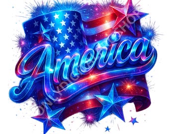 America PNG Clipart, 4th of July, Patriotic Design (Digital Download)
