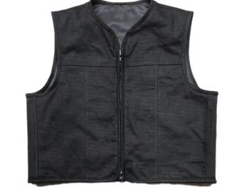 Black Denim Club-motorvest heren met verborgen zakken Fietsgilet