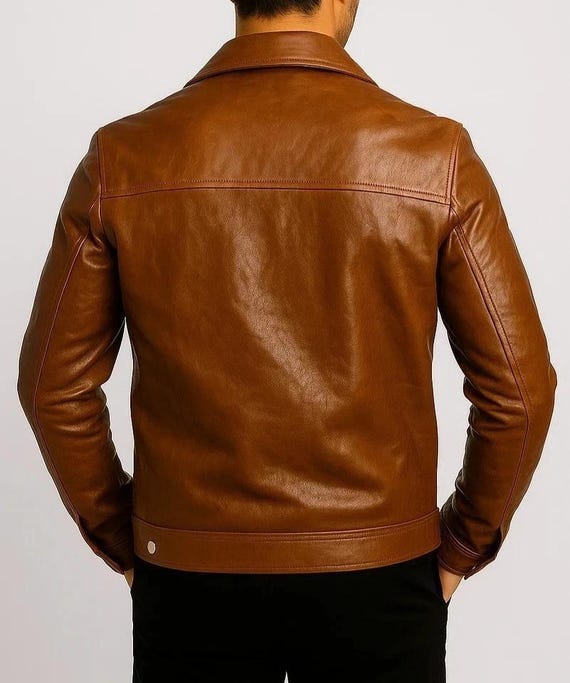 vintage leather jacket ライトブラウン Men's Brown Real Lamb Leather Vintage Jacket Levi's Style Jacket
