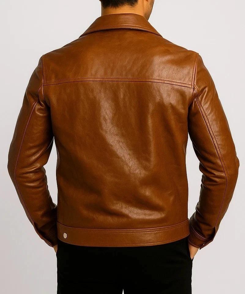 Men's Brown Real Lamb Leather Vintage Jacket Levi's Style Jacket
