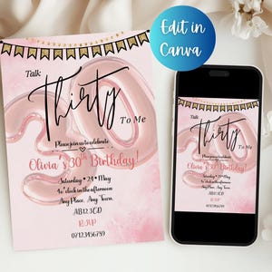 Talk Thirty To Me Invitation: 30th Birthday Party Invite (Digital Download)