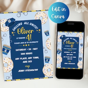 Police Birthday Invitation: Customizable Evite (Digital Download)
