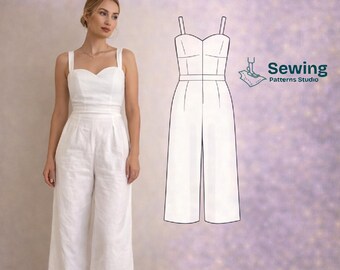 Wide Leg Linen Dress Sewing Pattern | Women's XS-XL (PDF Pattern)