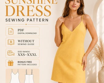 Sunshine Dress Sewing Pattern | Beginner A-Line Slip (PDF Pattern)