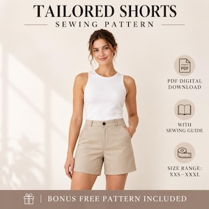 Schnittmuster für taillierte Shorts (PDF) | Damen-Shorts mit hohem Bund | Sofortiger digitaler Download | A4-Format (US Letter A0)