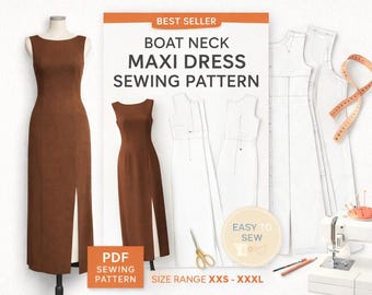 Dress Sewing Womens Pattern – Digital Midi Maxi Sleeveless Clothing Xxs Xxxl Pdf