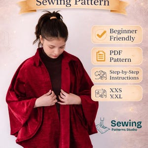 Hooded Cape Sewing Pattern PDF | Beginner Friendly Cloak Pattern XXS to XXL | Instant Digital Download | Step by Step Instructions Included