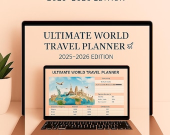 World Travel Planner 2025–2026 Excel & Sheets Template | Travel Itinerary Budget | Packing List