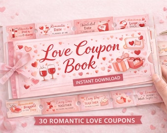 Love Coupon Book Printable 30 Romantic Coupons Valentine Gift for Couples